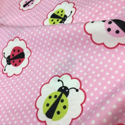 Uğur Böcekli Pembe Poplin