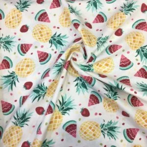 Meyve Desenli Duck Keten