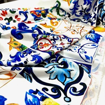 Dolce Gabbaba Özel Etnik Desenli Jorjet Krep