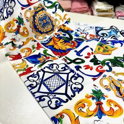 Dolce Gabbaba Özel Etnik Desenli Jorjet Krep