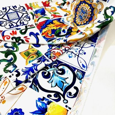 Dolce Gabbaba Özel Etnik Desenli Jorjet Krep