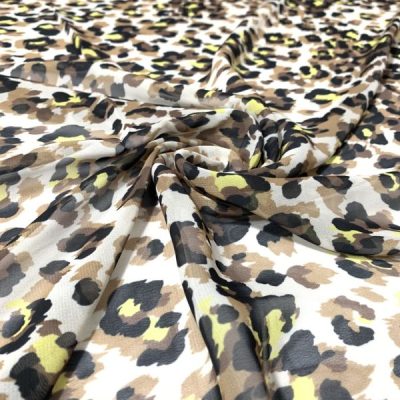 Leoparlı Desenli Şifon Sarı