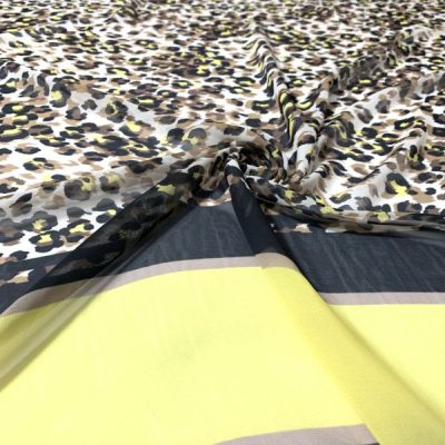 Leoparlı Desenli Şifon Sarı