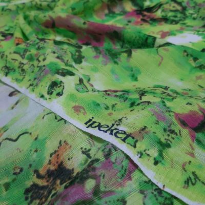 Pastel Desenli İpeker Şifon Yeşil