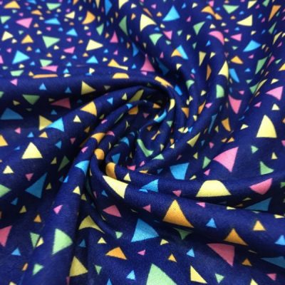 Geometrik Desenli Poplin Lacivert AYT