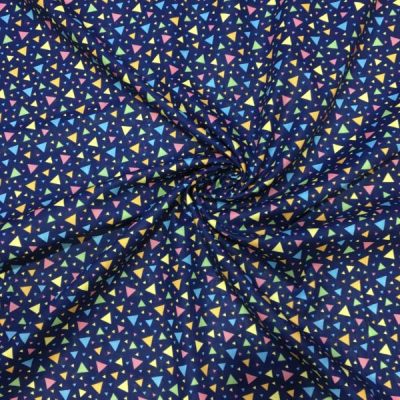 Geometrik Desenli Poplin Lacivert AYT