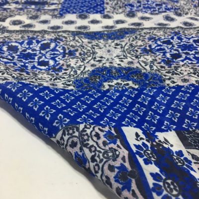 Etnik Desen İpeksi Vual Mavi