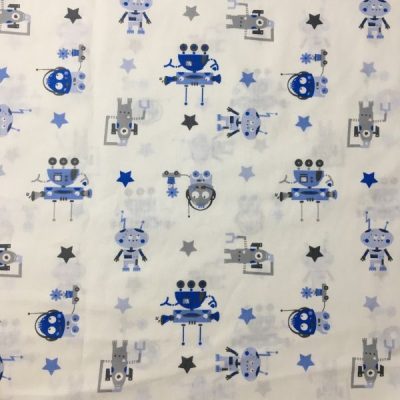 Robot Desenli Pamuklu Poplin Kumaş AYT