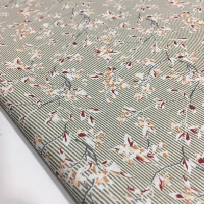 Soft Yeşil Desenli Pamuk Poplin