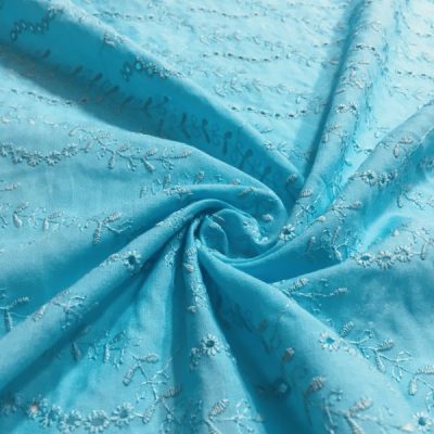 Turkuaz Çiçek Desenli Pamuk Fisto