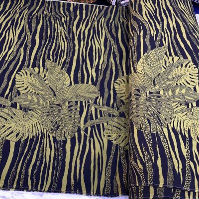 Zebra Yaprak Desenli Viskon Hardal MHR
