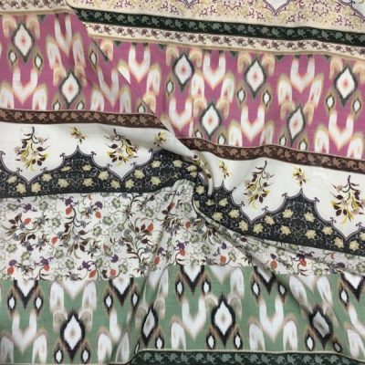 Etnik Desenli Naturel Keten