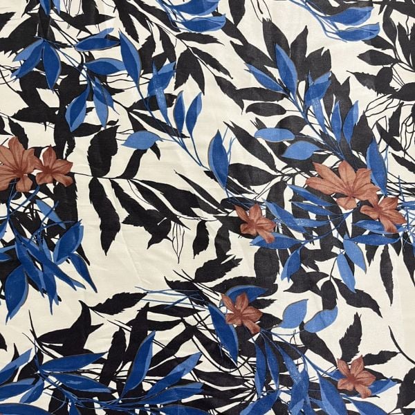 Akdeniz Desenli İpek Saten Kumaş