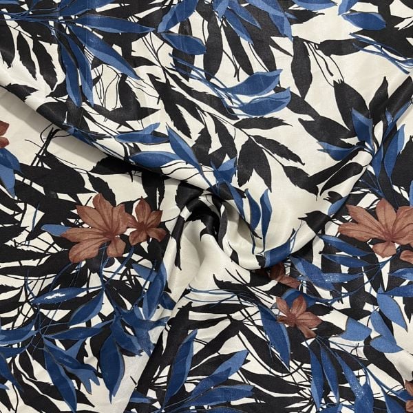 Akdeniz Desenli İpek Saten Kumaş