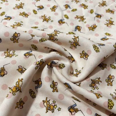 Jerry Mouse Desenli Pamuk Viskon Kumaş