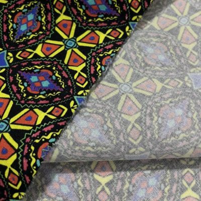 Etnik Desenli Poplin Keten Kumaş