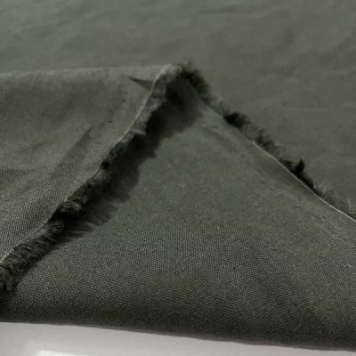 Haki Yeşili Dökümlü Ham Keten Kumaş