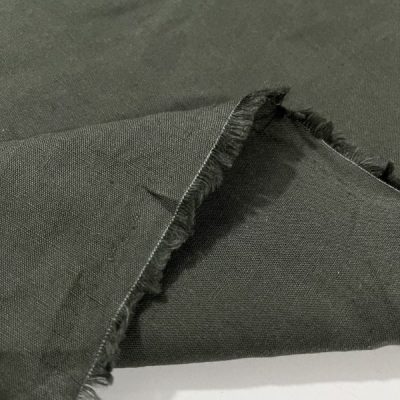 Haki Yeşili Dökümlü Ham Keten Kumaş