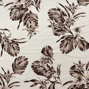 Kahve Palmiyeli Ham Keten Kumaş