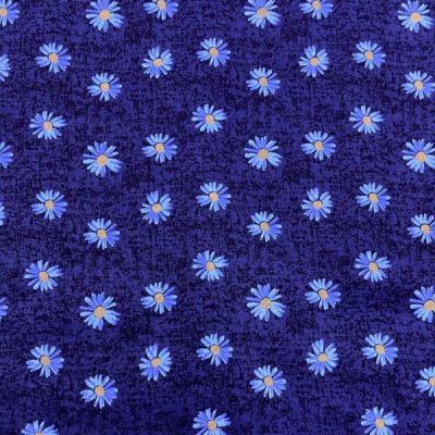 Papatya Desenli Poplin Kumaş Mor