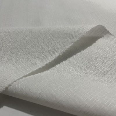 Dokulu Dökümlü Pamuklu Keten Kumaş Beyaz