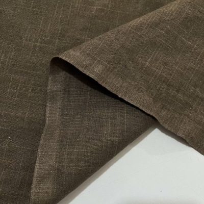 Haki Kahve Tok Natural Keten Kumaş
