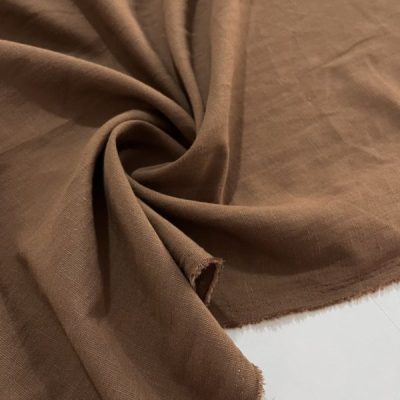 Taşlanmış Natural Keten Kumaş Kahve
