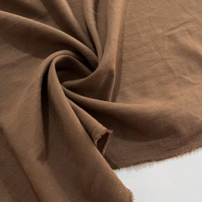Taşlanmış Natural Keten Kumaş Kahve