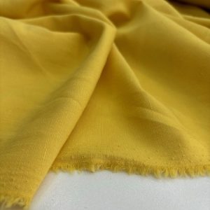 Taşlanmış Natural Keten Kumaş Sarı