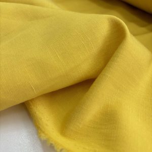 Taşlanmış Natural Keten Kumaş Sarı