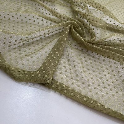 Puantiyeli Tül Kumaş Soft Yeşil