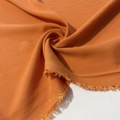 Dökümlü Naturel Keten Kumaş Orange