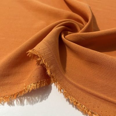 Dökümlü Naturel Keten Kumaş Orange