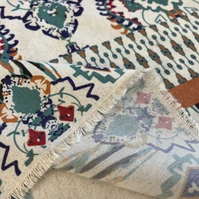 Alaçatı Desenli Naturel Keten Kumaş