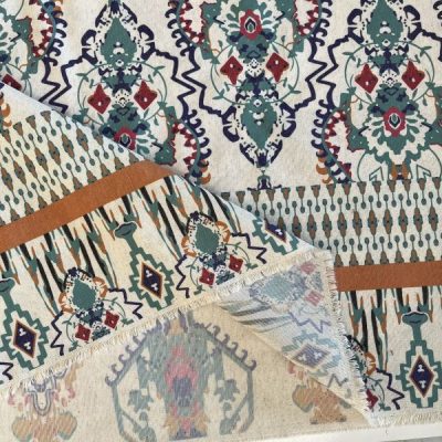 Alaçatı Desenli Naturel Keten Kumaş