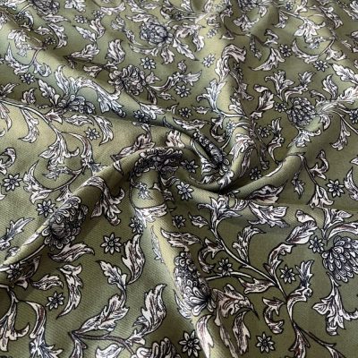 Soft Yeşil Desenli Yünlü Angora Kumaş