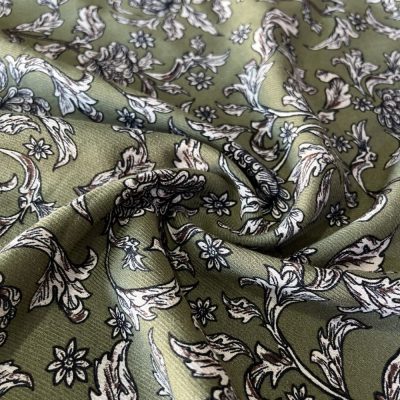 Soft Yeşil Desenli Yünlü Angora Kumaş
