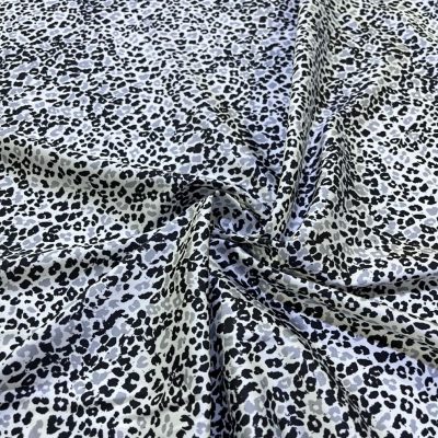 Siyah Beyaz Minik Leopar Desenli Saten