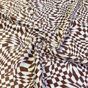 Modern Kahve Desenli İpek Saten Kumaş