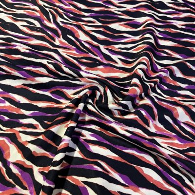 Renkli Zebra İpek Saten Kumaş