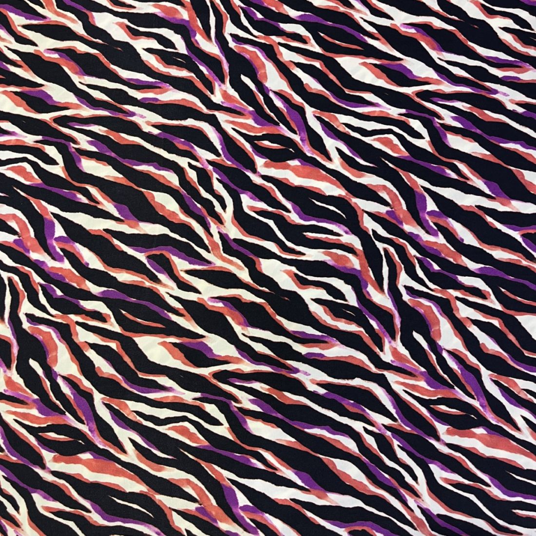 Renkli Zebra İpek Saten Kumaş