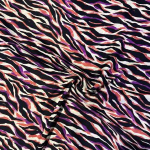 Renkli Zebra İpek Saten Kumaş