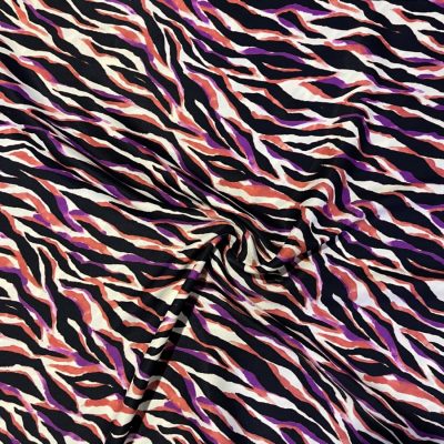Renkli Zebra İpek Saten Kumaş