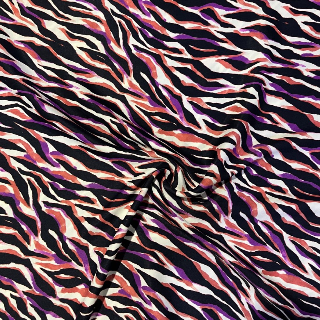 Renkli Zebra İpek Saten Kumaş