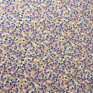 Mor Çiçek Desenli Saten Krep Kumaş YVZ