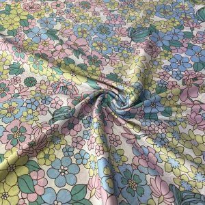 Renkli Çiçekli Akışkan Saten Krep YVZ