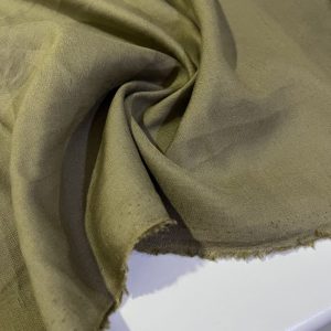 Yağ Yeşili Dökümlü Ham Keten Kumaş