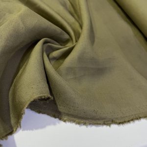 Yağ Yeşili Dökümlü Ham Keten Kumaş