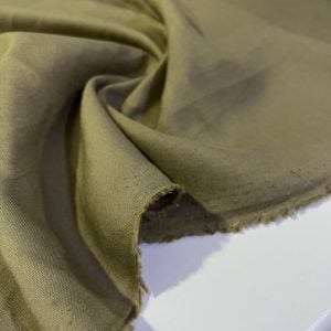 Yağ Yeşili Dökümlü Ham Keten Kumaş