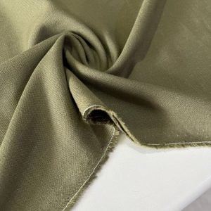 Yıkanmış Ham Keten Kumaş Askeri Yeşil